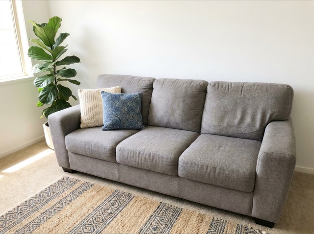 The same sofa cleaned up for resale